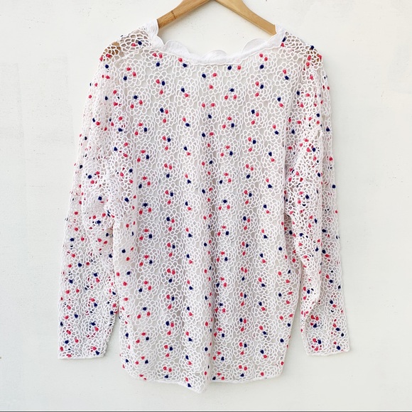 CHLOÉ Optic White Guipure Lace Cutout Blouse Sz 6 - Picture 2 of 13